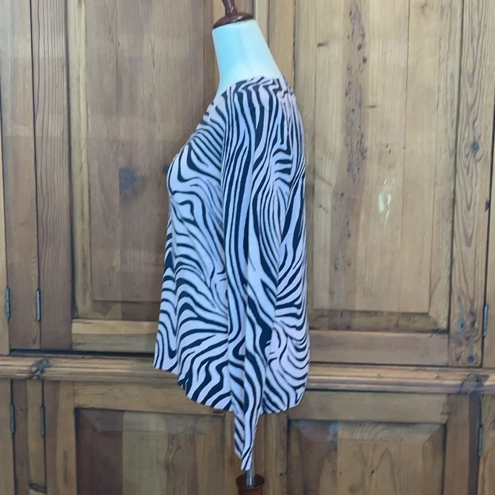 J.Crew Everyday Long Sleeve Cashmere Zebra Print Pink/Blue Sweater Sz. S